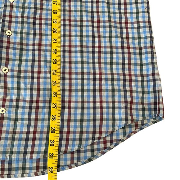 Peter Millar Long Sleeve Button Down Shirt Men's Size XL Blue & Burgundy Plaid - Picture 4 of 5